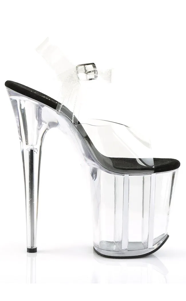 FLAMINGO-808 Clear & Black Platform Heels