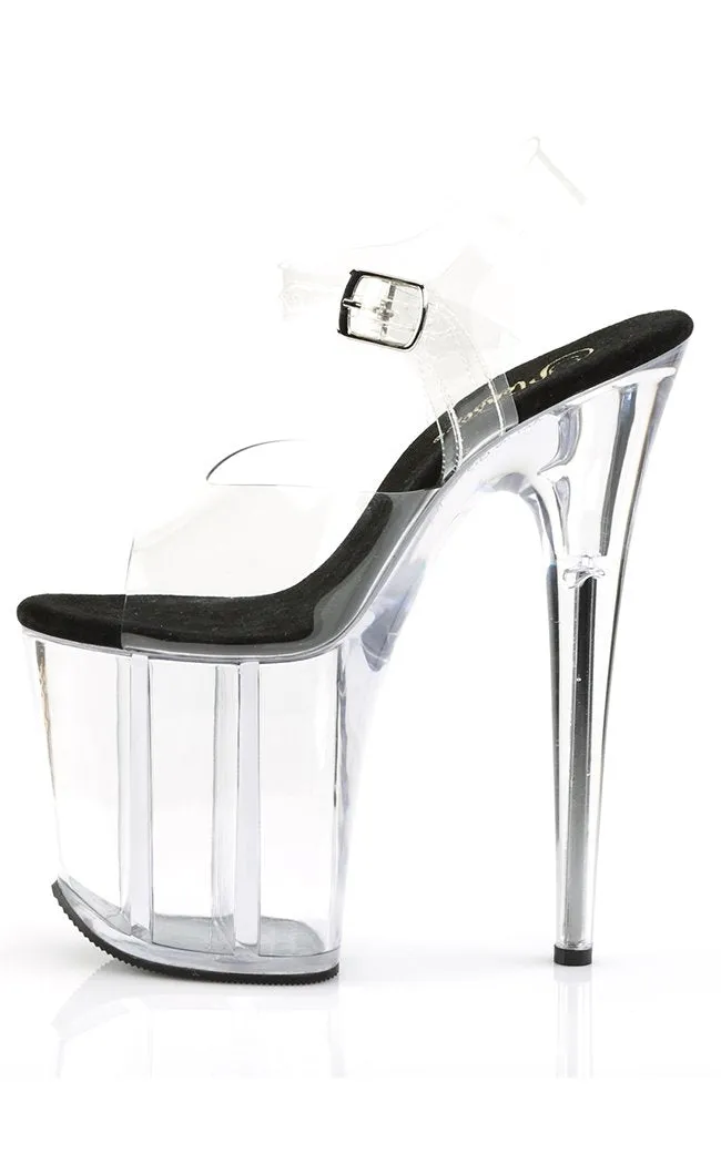 FLAMINGO-808 Clear & Black Platform Heels