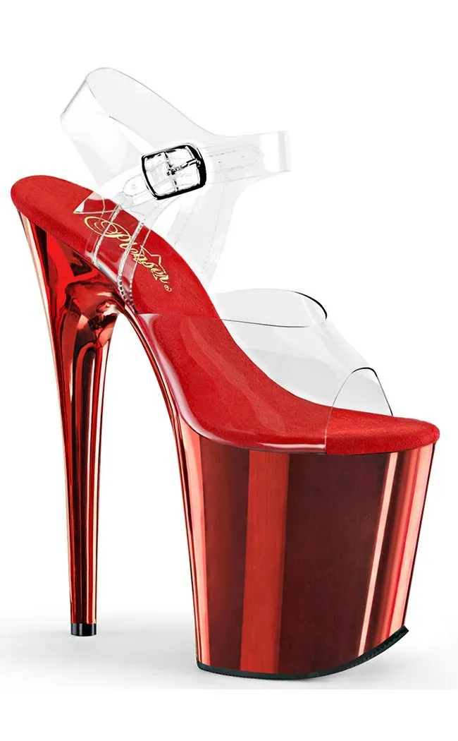 FLAMINGO-808 Clear & Red Platform Heels