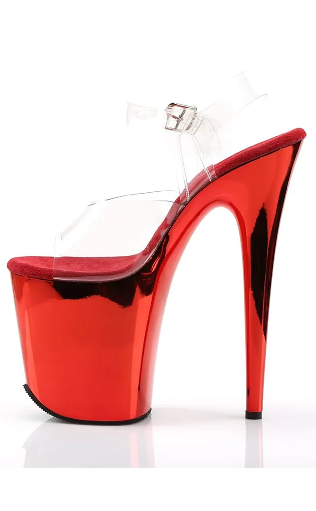 FLAMINGO-808 Clear & Red Platform Heels