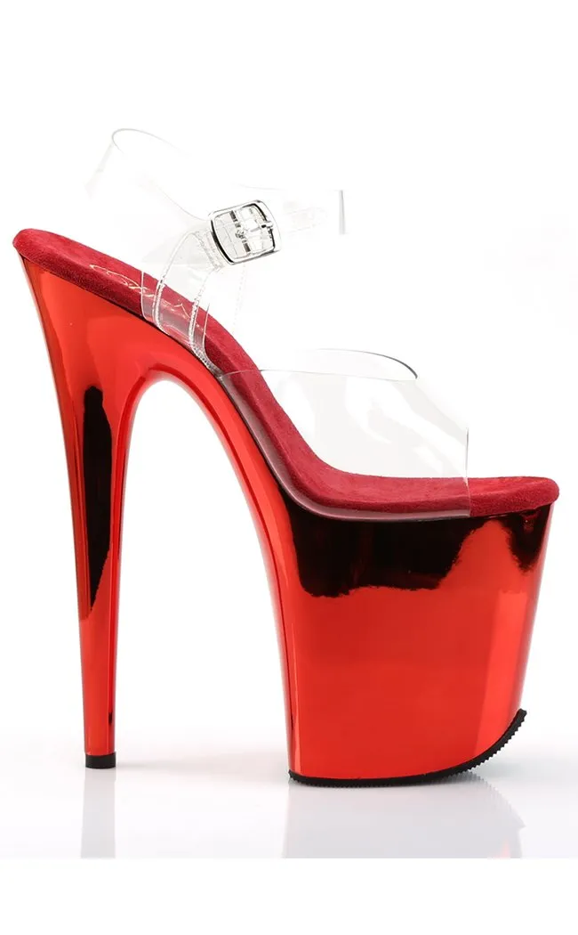 FLAMINGO-808 Clear & Red Platform Heels