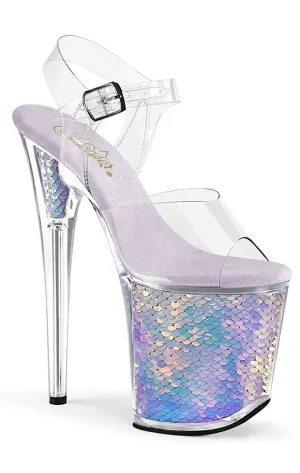 FLAMINGO-808MC Mermaid Silver Iridescent Platform Heels