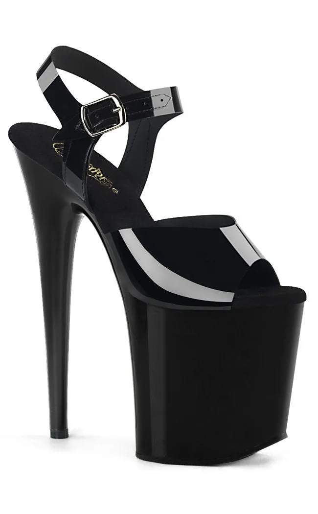 FLAMINGO-808N Black Jelly Platform Heels