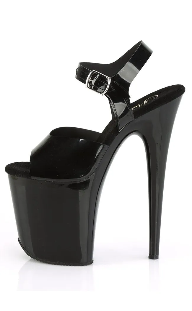 FLAMINGO-808N Black Jelly Platform Heels