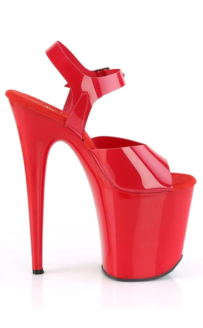 FLAMINGO-808N Red Jelly Platform Heels