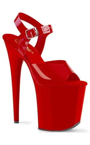 FLAMINGO-808N Red Jelly Platform Heels