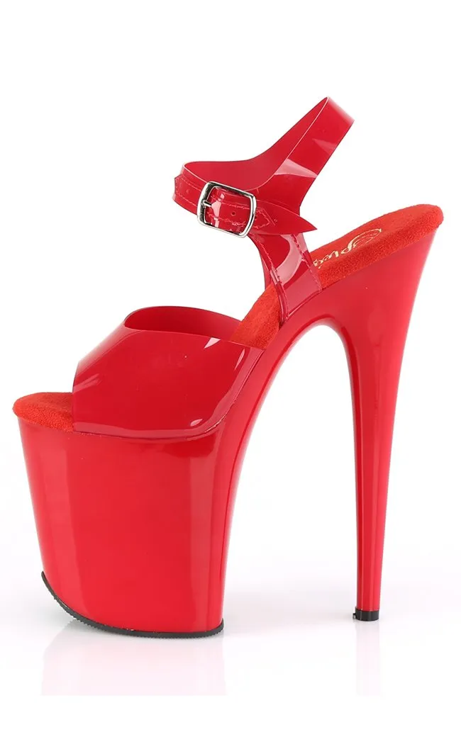 FLAMINGO-808N Red Jelly Platform Heels