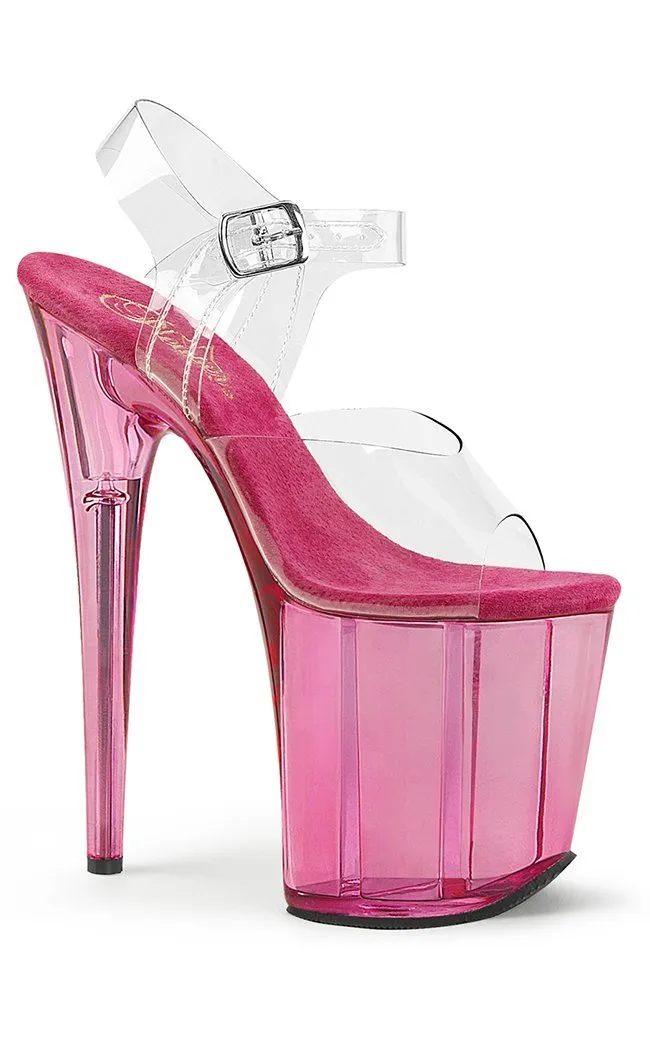 FLAMINGO-808T Clear & Pink Platform Heels