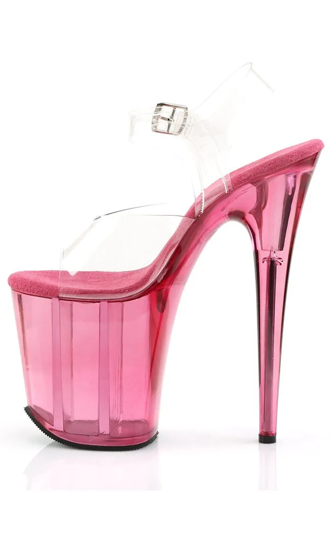 FLAMINGO-808T Clear & Pink Platform Heels