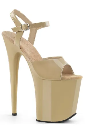 FLAMINGO-809 Beige Patent Platform Heels