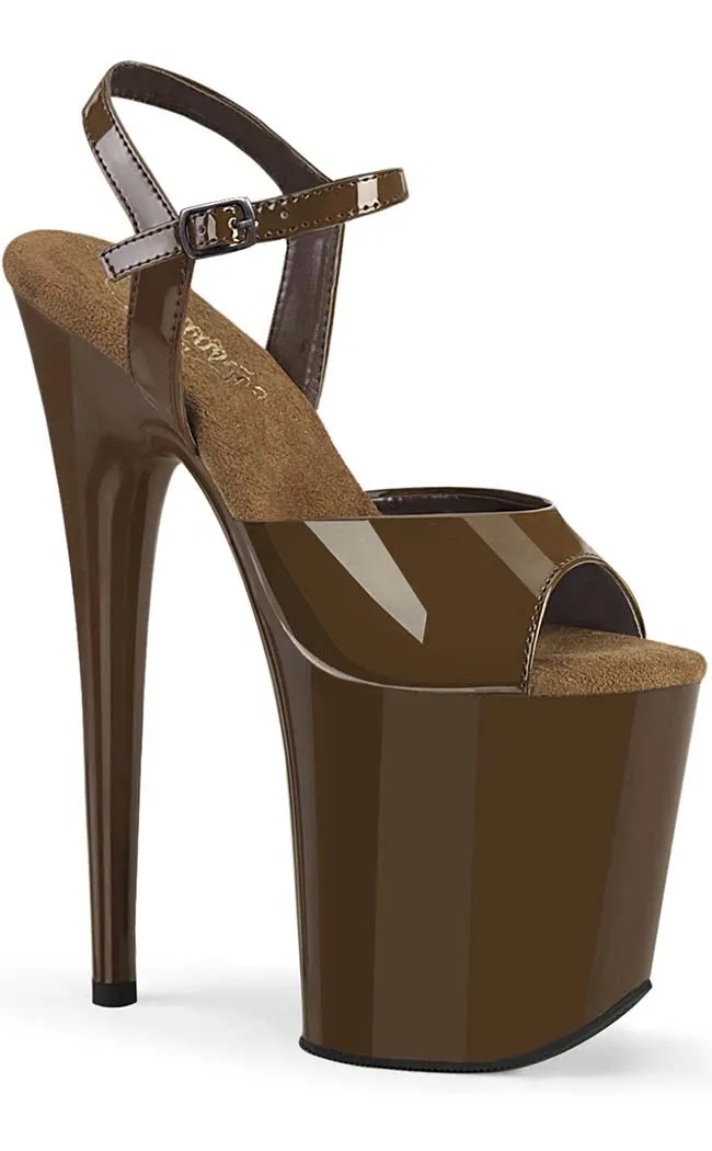 FLAMINGO-809 Mocha Patent Platform Heels