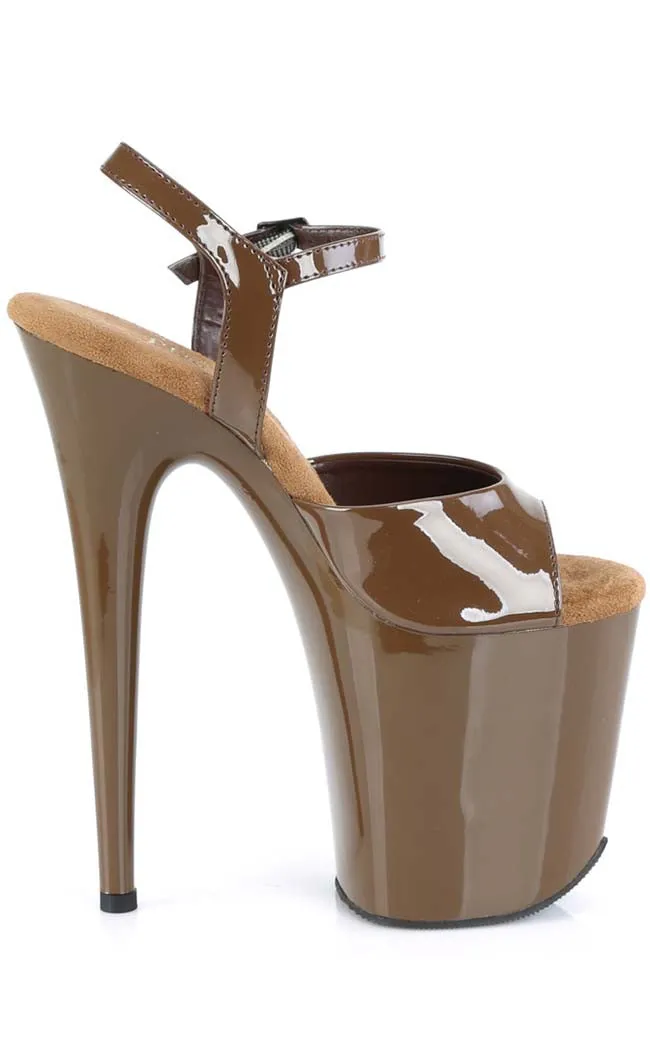 FLAMINGO-809 Mocha Patent Platform Heels