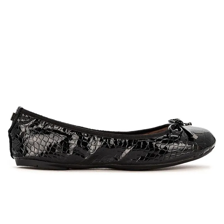 FRANKIE Ballet Flat Shoes - Black Patent Croc