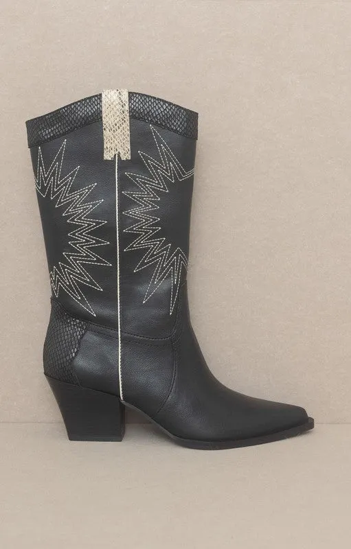 Halle Western Paneled Cowboy Boots