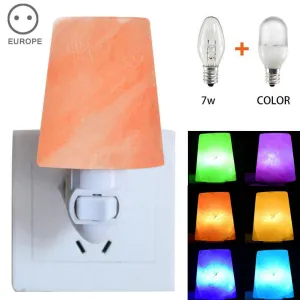 Hand Carved Himalayan Crystal Salt Light with LED Color Changing Bulb Wall Plug for Air Purifying