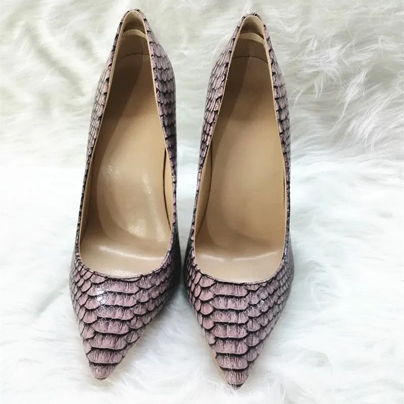 High-heels with Purple Snakeskin Pattern Fashion Women Party Shoes