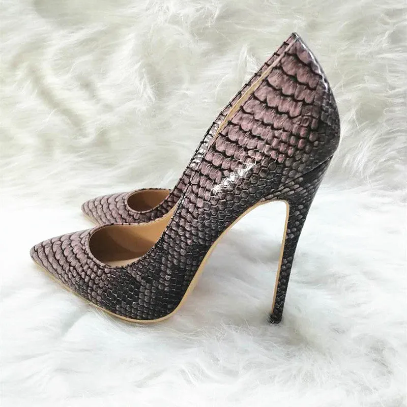 High-heels with Purple Snakeskin Pattern Fashion Women Party Shoes