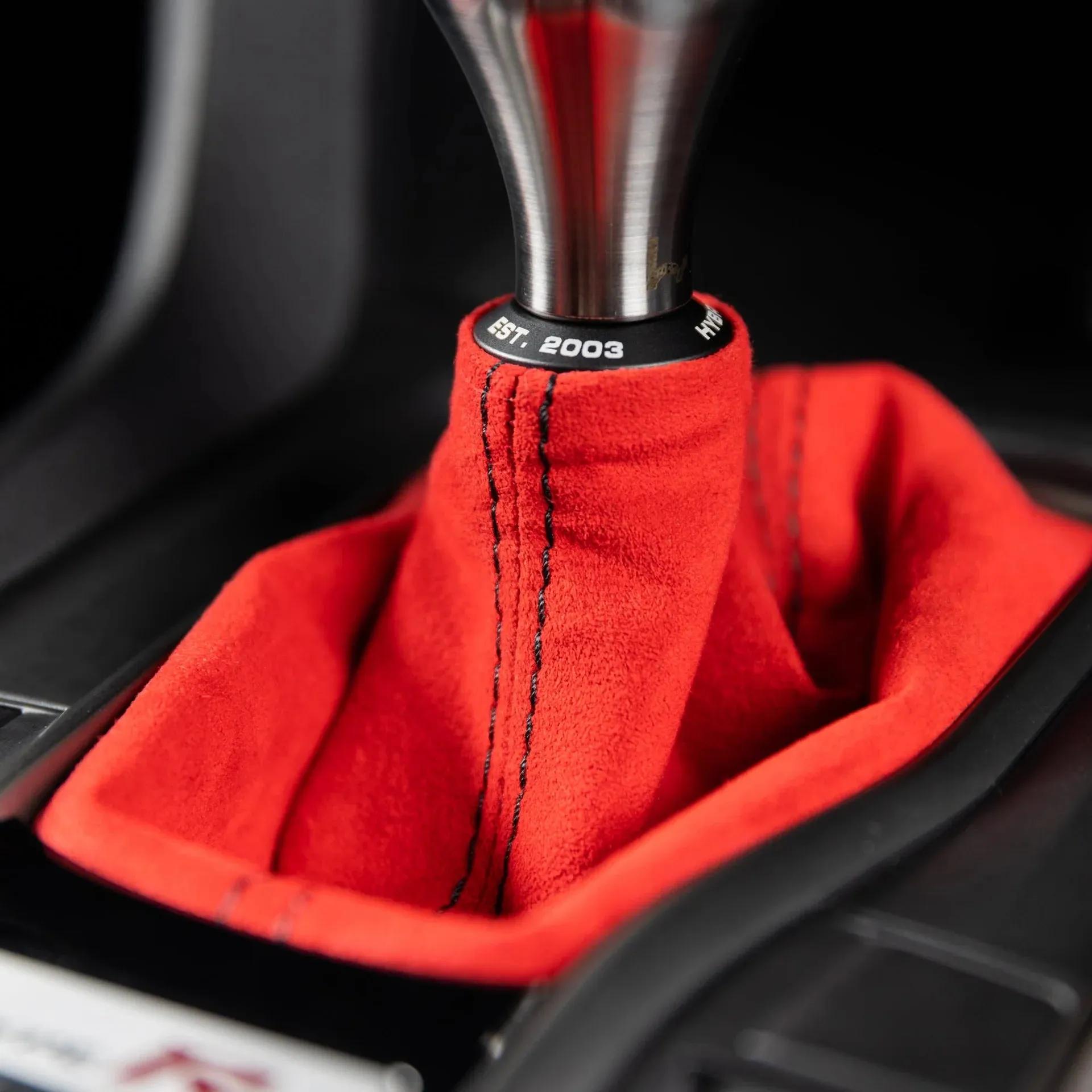 Hybrid Racing Alcantara Shift Boot (16-21 Honda Civic), Red - HYB-SBA-01-02