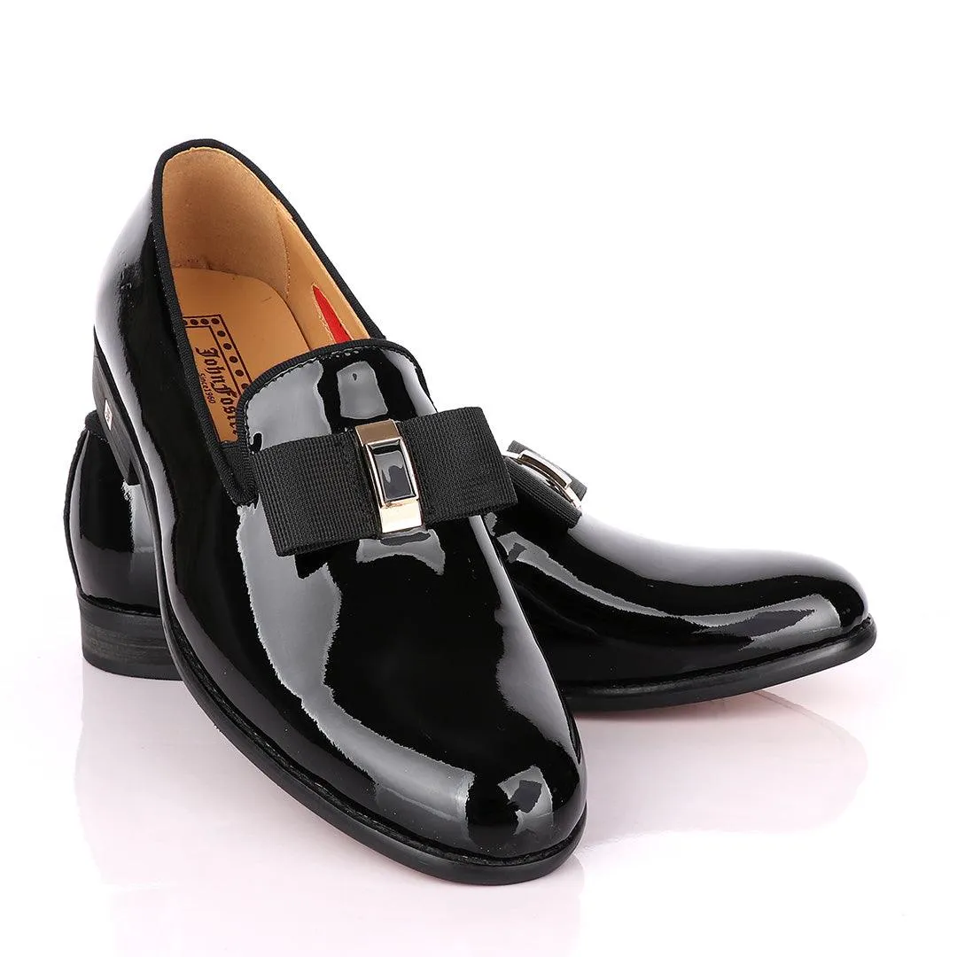 John Foster Patent Bow Wetlips Black Loafers Shoe