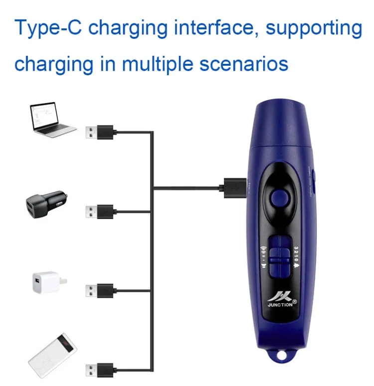 JUNCTION USB Charging High Decibel Traffic Command Outdoor Training Whistle with Lighting Function(Black)