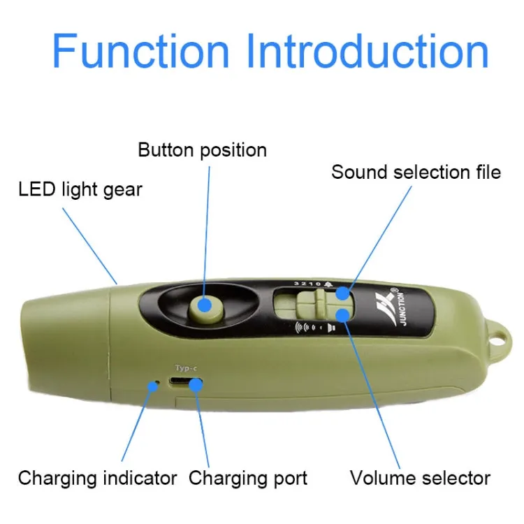 JUNCTION USB Charging High Decibel Traffic Command Outdoor Training Whistle with Lighting Function(Black)