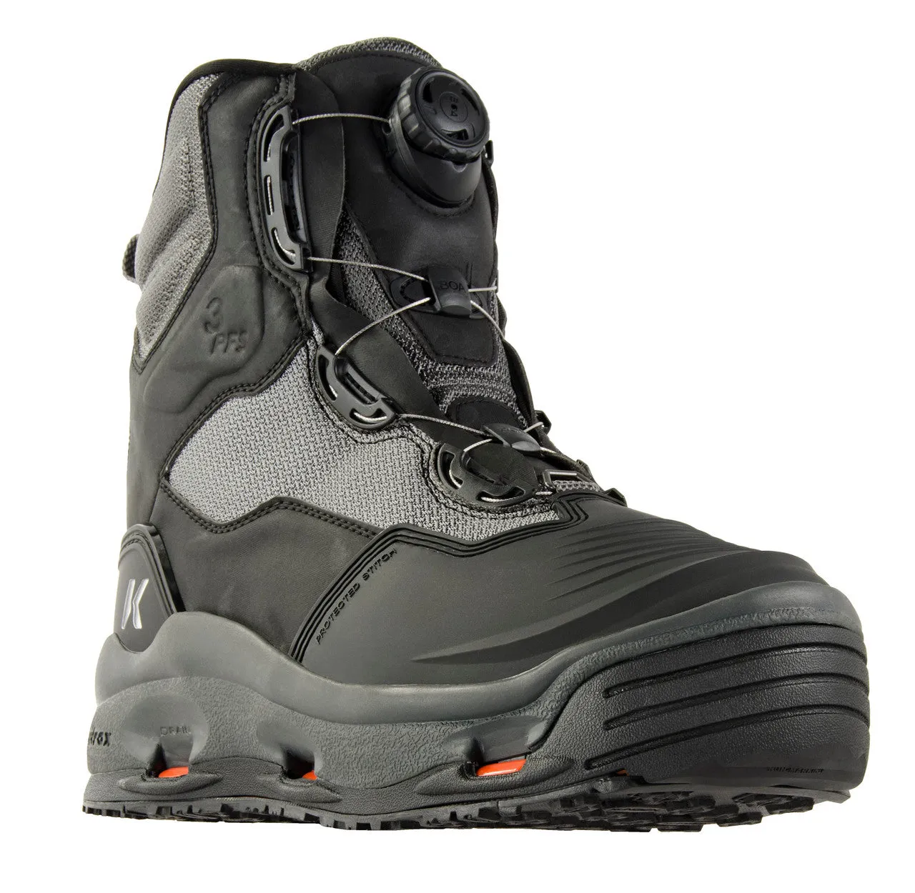 Korkers Darkhorse Wading Boots with Kling-On and Studded Kling-On Soles - Grey