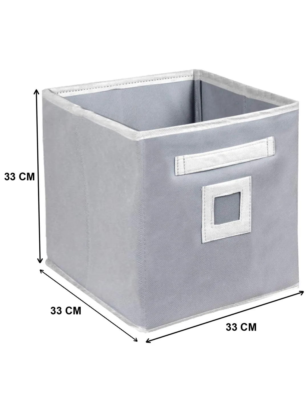 Kuber Industries Non Woven 4 Pieces Fabric Foldable Storage Cube Toy, Books, Shoes Storage Box with Handle, Extra Large (Grey)-KUBMART2125