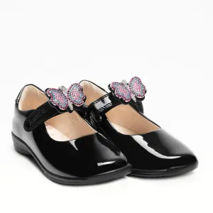 Lelli Kelly Luna Butterfly Girls Black Patent School Shoe