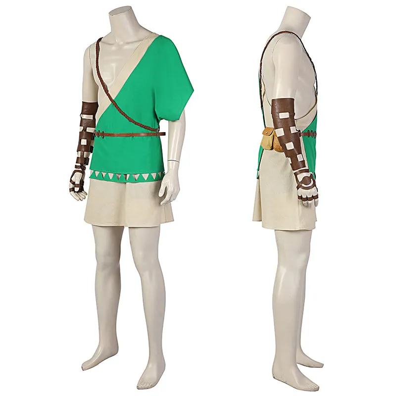 Link Costume The Legend of Zelda: Breath of The Wild 2 Cosplay Green Battle Suit