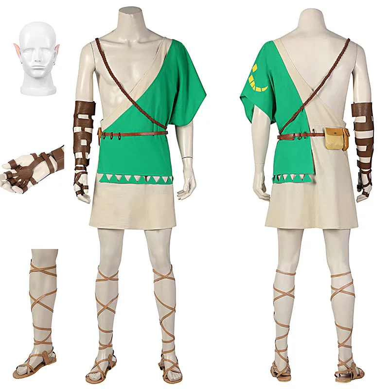 Link Costume The Legend of Zelda: Breath of The Wild 2 Cosplay Green Battle Suit