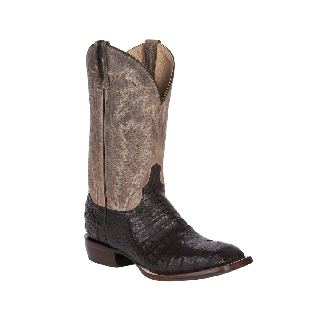 Lucchese Men's Caiman Belly Goat Western Chocolate Boots