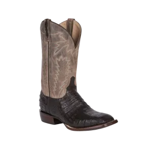 Lucchese Men's Caiman Belly Goat Western Chocolate Boots