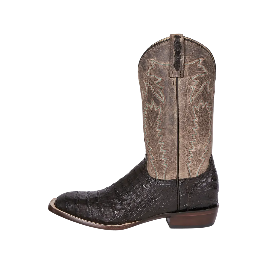 Lucchese Men's Caiman Belly Goat Western Chocolate Boots