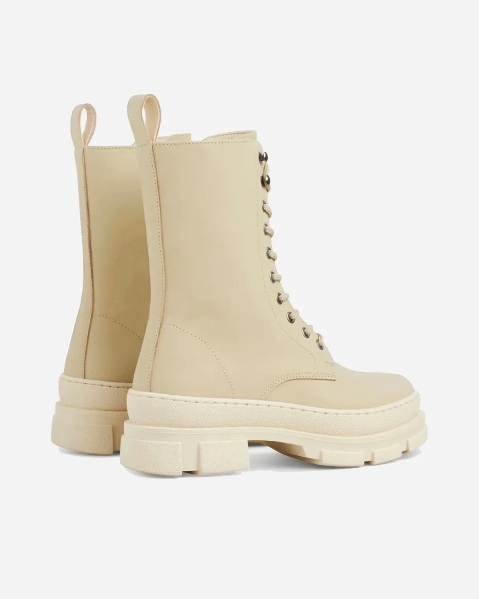 Lucy Boot - Off White Rubberised Leather