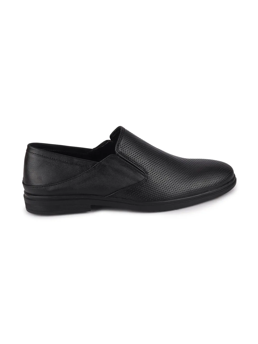 Men Black Formal Leather Slip-On Shoes