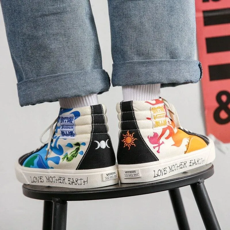 Men Cartoon Printed Canvas Shoes