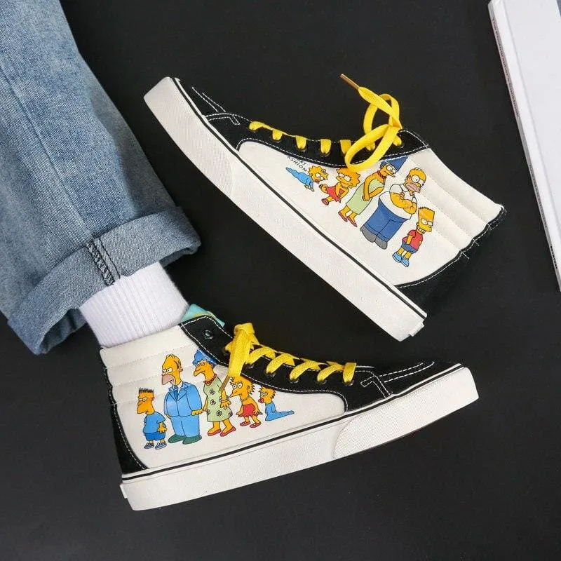 Men Cartoon Printed Canvas Shoes