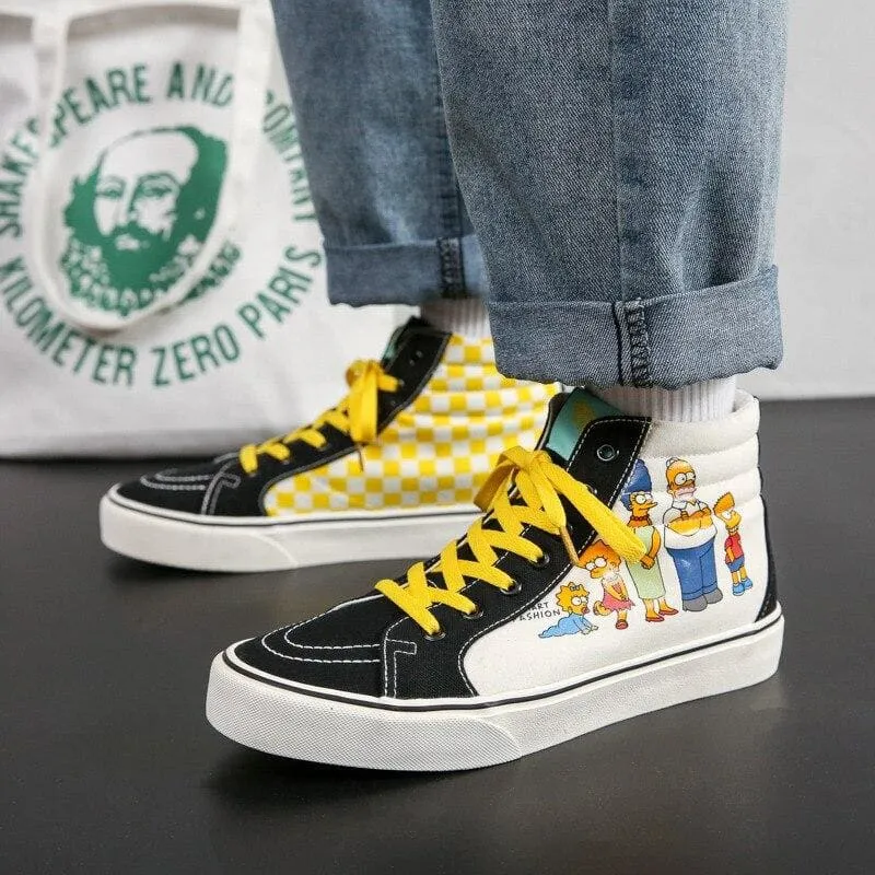 Men Cartoon Printed Canvas Shoes