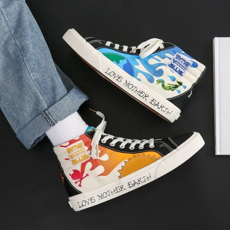 Men Cartoon Printed Canvas Shoes