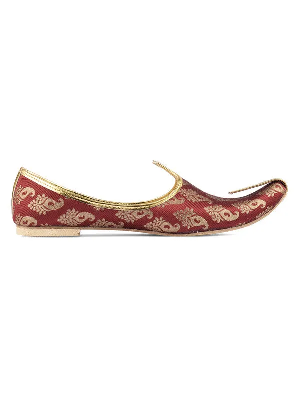 Men's Indian Ethnic Party Wear Maroon Footwear - Desi Colour