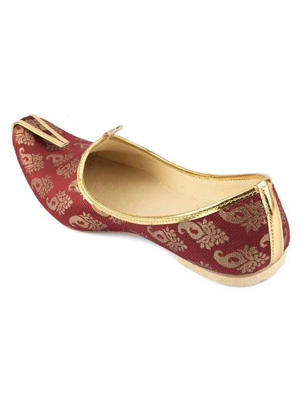 Men's Indian Ethnic Party Wear Maroon Footwear - Desi Colour