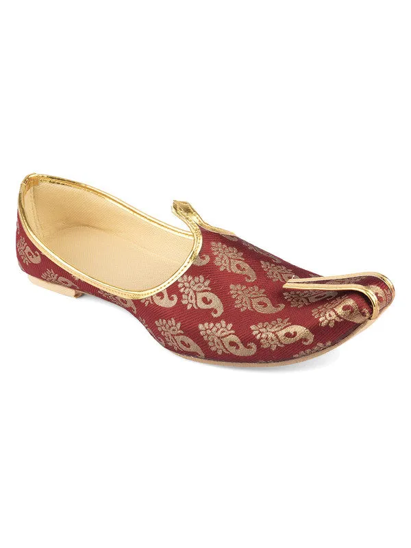 Men's Indian Ethnic Party Wear Maroon Footwear - Desi Colour