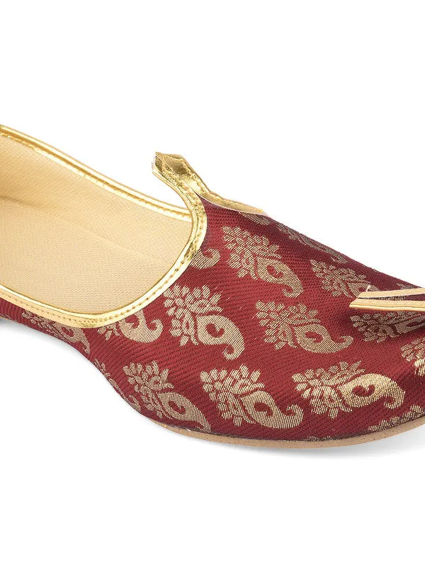 Men's Indian Ethnic Party Wear Maroon Footwear - Desi Colour