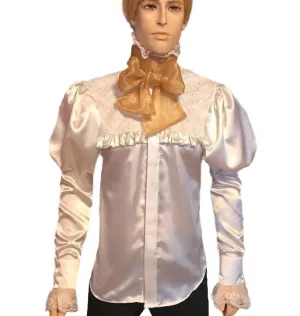 Men's Victorian Satin& Lace Details Men Shirt