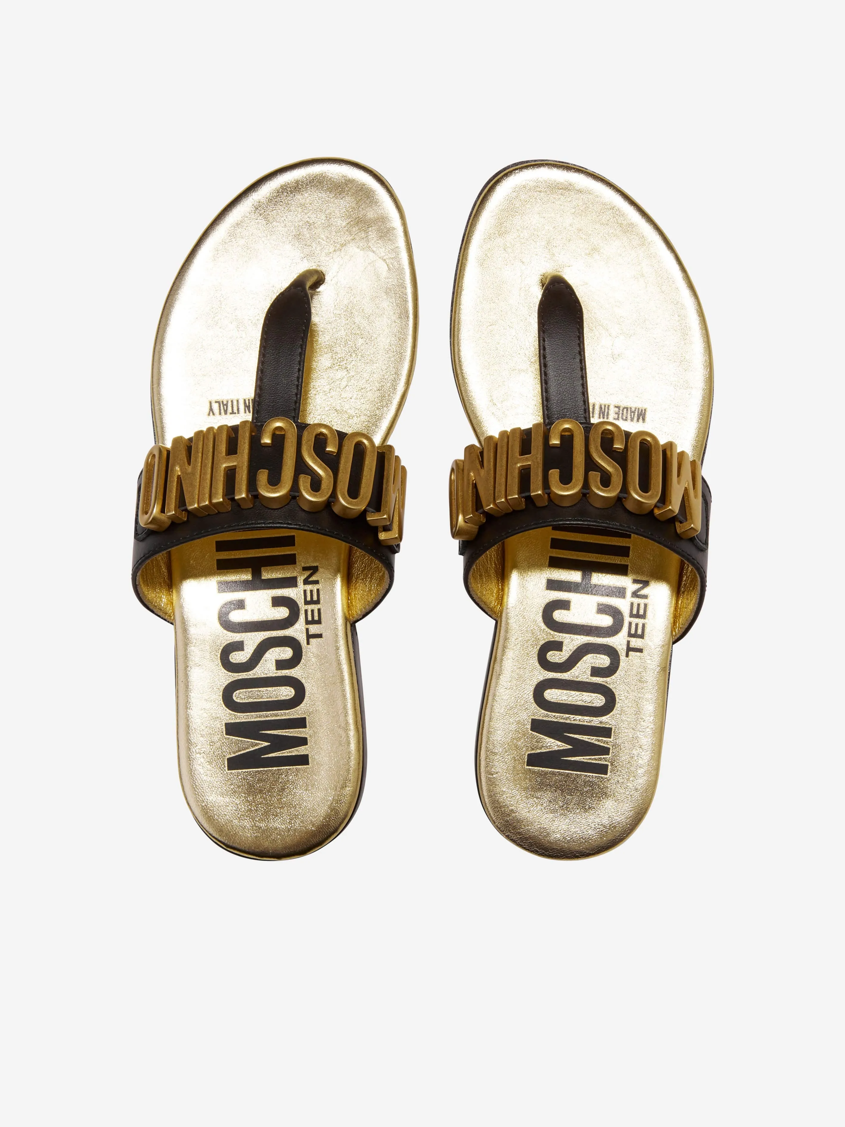 Moschino Girls Lettering Logo Sandals in Black