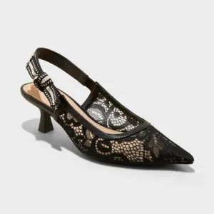 New - Women's Milan Slingback Kitten Pumps - A New Day