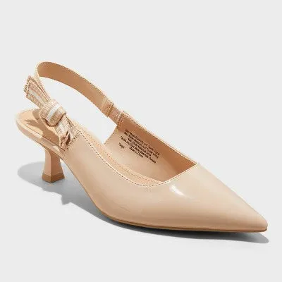 New - Women's Milan Slingback Kitten Pumps - A New Day