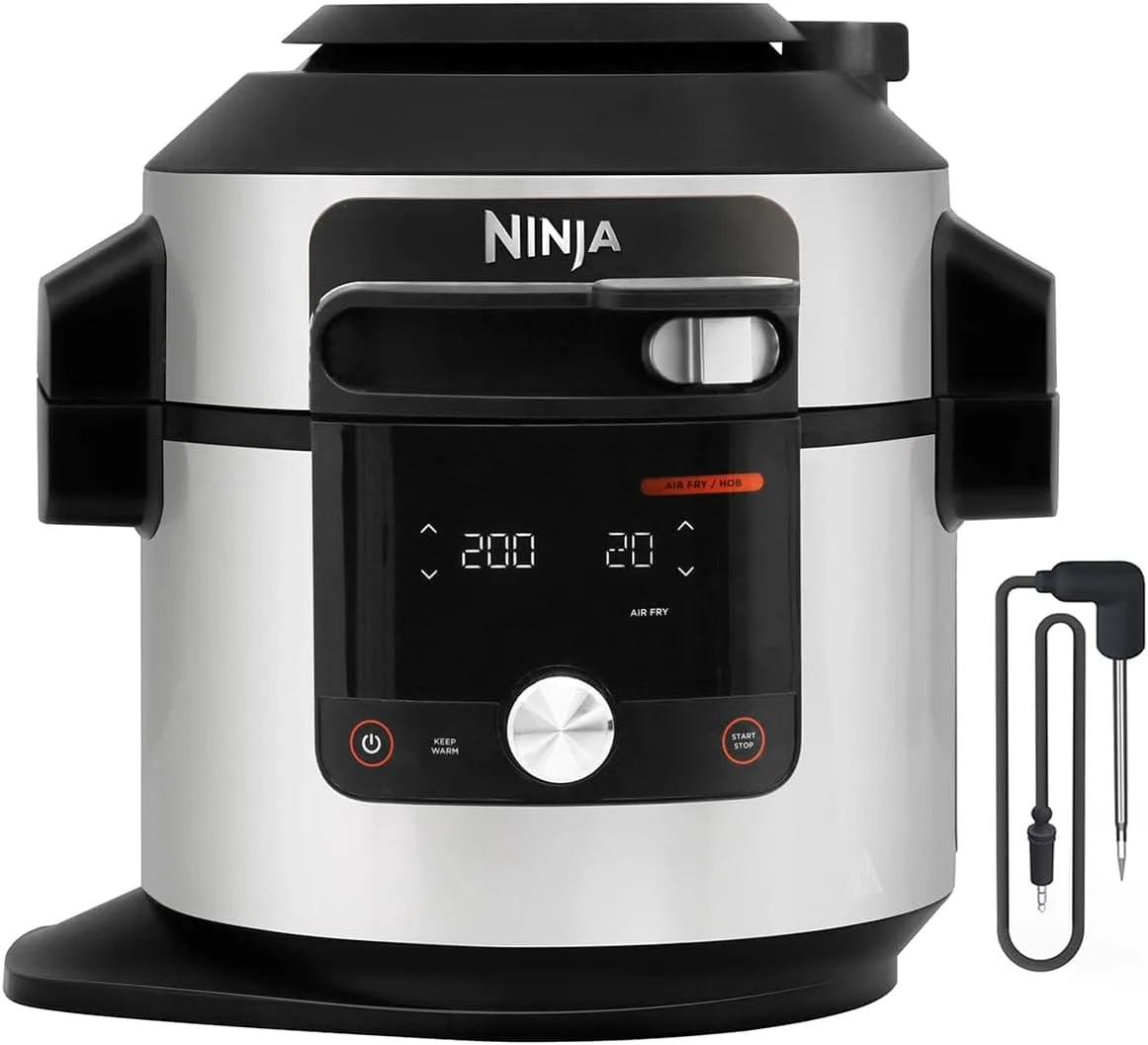 Ninja Foodi MAX 15-in-1 SmartLid Multi-Cooker 7.5L [OL750UK] - Smart Cook System, Digital Cooking Probe, Electric Pressure Cooker & Air Fryer