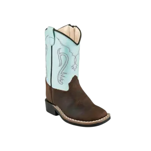 Old West Kid's Side Zip Western Broad Square Toe Boots