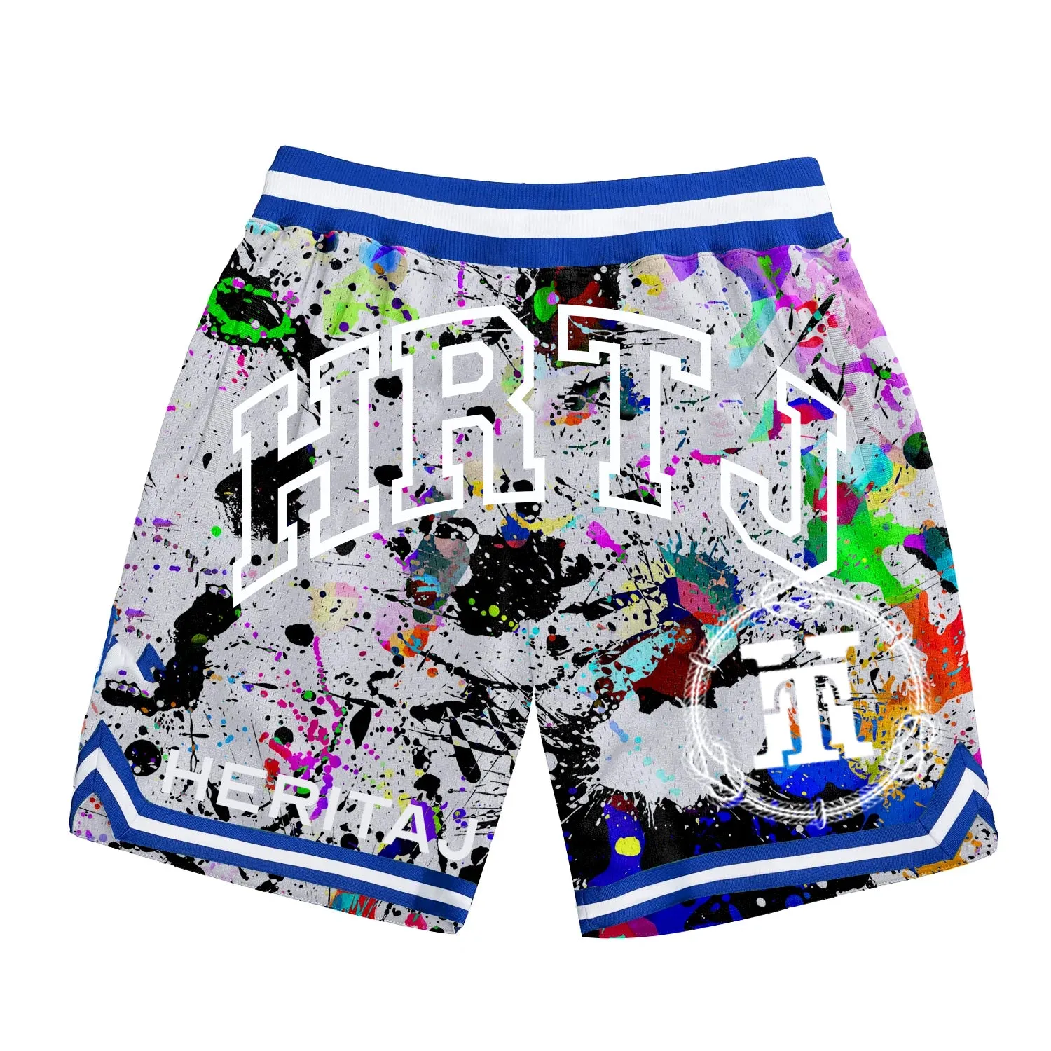 PAINT SPLATTER PRINT-BASKETBALL SHORTS